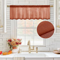 MIULEE Terracotta Sheer Valance Linen Textured Look Half Window Curtain, Farmhouse Small Drape for Kitchen Cafe Living Room Rod 