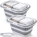 2 Pack Collapsible Plastic Laundry Basket, 10.6 Gallon 40L Foldable Hamper with Handles, Laundry Room, Portable Washing Basket, 