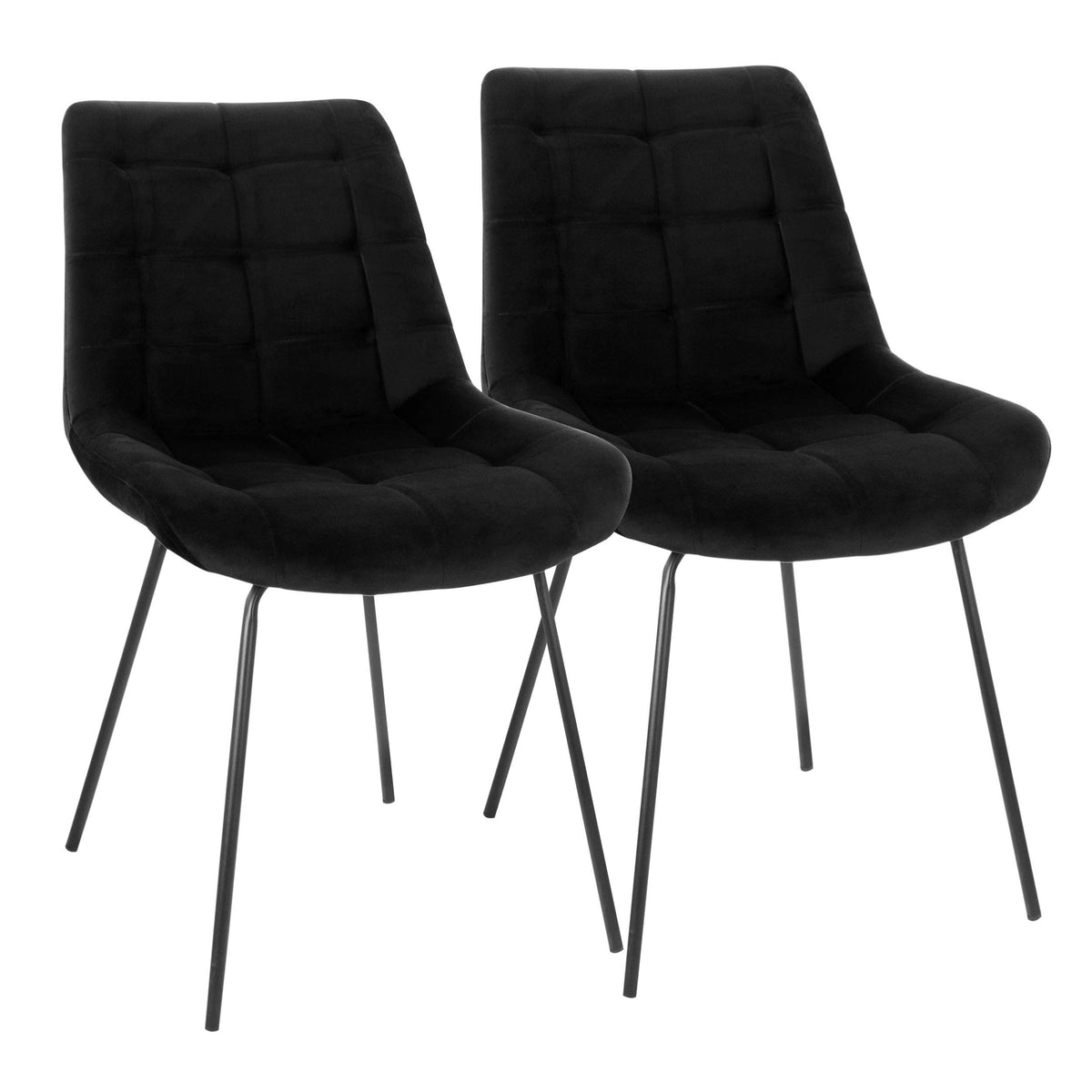 Elama Tufted Chair With Metal Legs (Set Of 2), Black