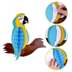 Tuparka 6 Pieces Tropical Birds Honeycomb Parrot Hawaiian Summer Beach Tiki Bar Luau Party Home Classroom Hanging Decorations(Pa