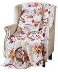 Home Decor Soft Fall Fleece Throw Blanket: Harvest Love Fall In Love Pumpkin Floral Oversized Measures 70'' Inches X 50'' Inches