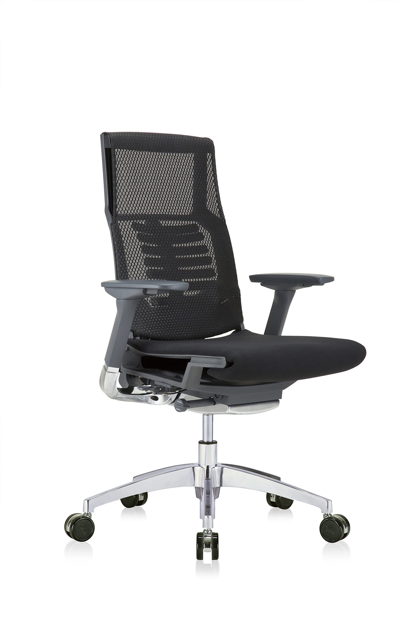 Eurotech Seating Powerfit-Charcoal Frame-Mesh Back/Fabric Seat Desk Chair, Black