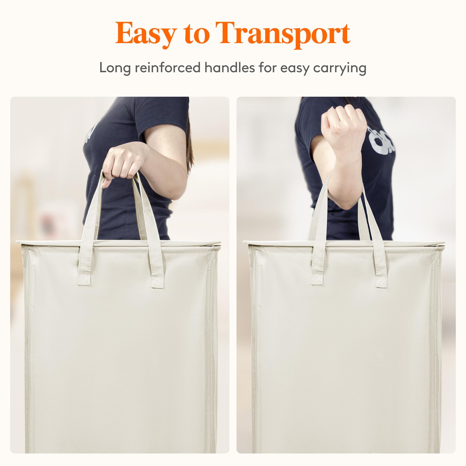 Lifewit 65L Slim Laundry Hamper, Small Laundry Basket With Lid, Dirty Narrow Collapsible Clothes Storage With Easy Carry Extende