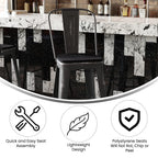 Flash Furniture Carly Commercial Grade 30&Quot; High Black Metal Indoor-Outdoor Bar Height Stool With Back And Black Polystyrene Seat