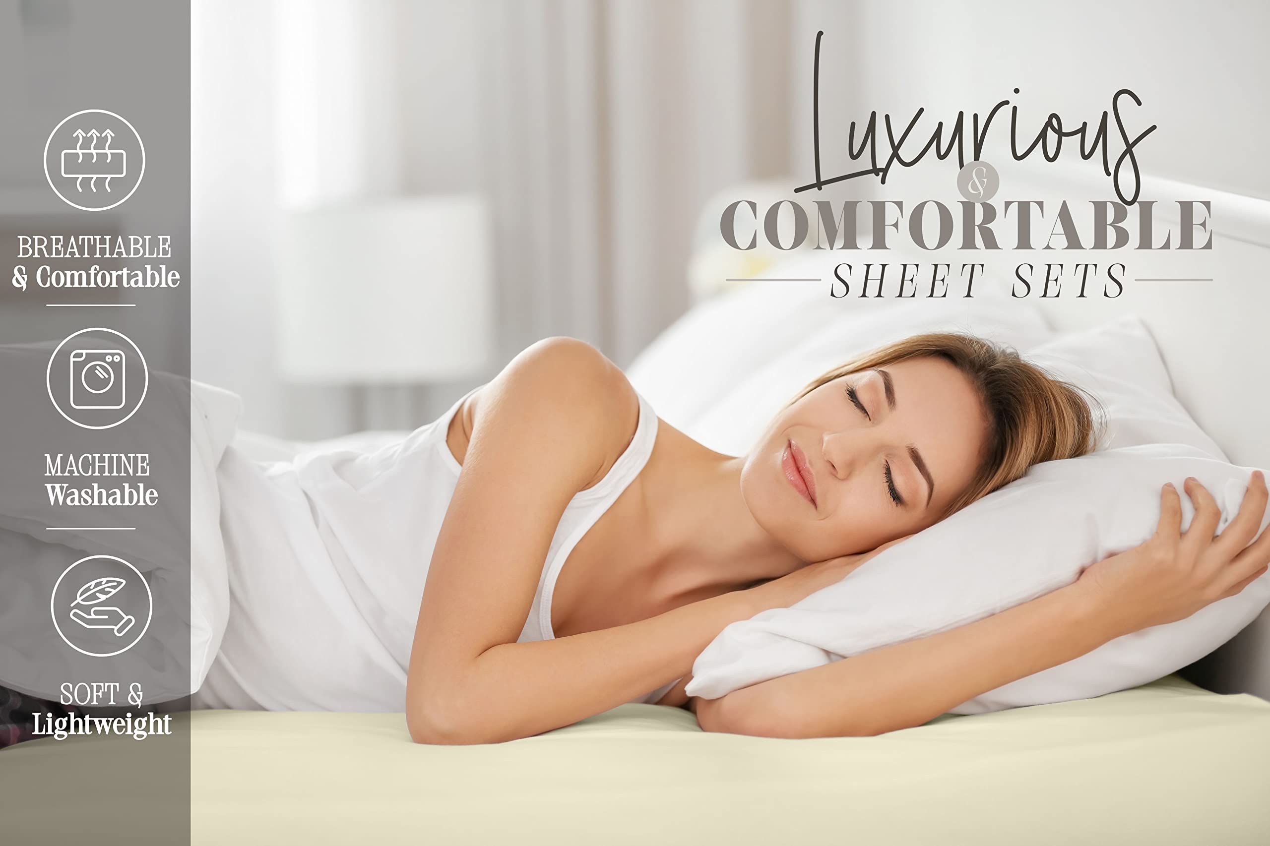 Elegant Comfort 4-Piece Smart Sheet Set - Luxury Soft 1500 Thread Count Egyptian Quality Microfiber, Wrinkle Resistant With Side