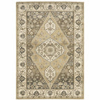 HomeRoots 508864 8 x 11 ft. Beige Gray Tan & Charcoal Oriental Power Loom Stain Resistant Rectangle Area Rug