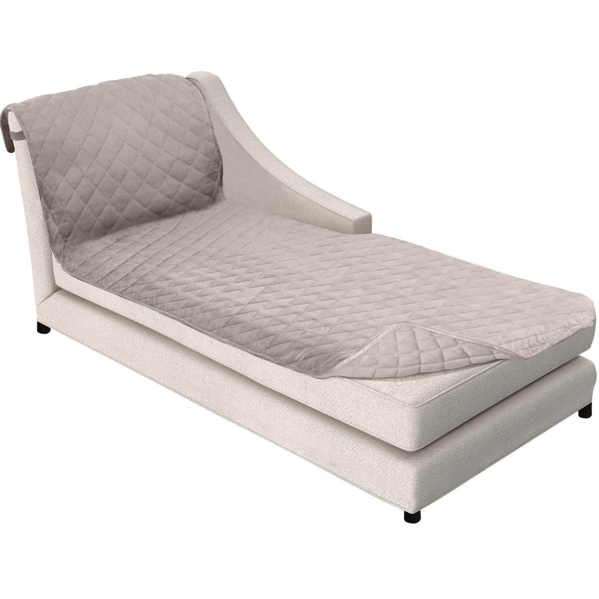 Sofa Shield Chaise Slip Cover With Patented Strap, Cushion Protector, Reversible Stain And Dog Tear Resistant Slipcover, Quilted Microfiber 102X34” Seat, Washable Covers For Dogs Pets Kids Light Taupe