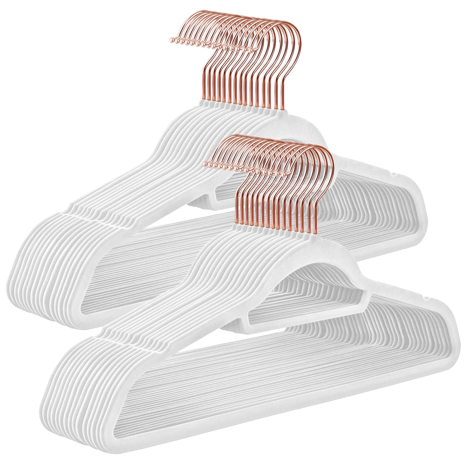 SONGMICS Velvet Hangers, Set of 30 Clothes Hanger with Rose Gold Swivel Hook, Non-Slip, and Space-Saving, 0.2-Inch Thick, 17.1-I
