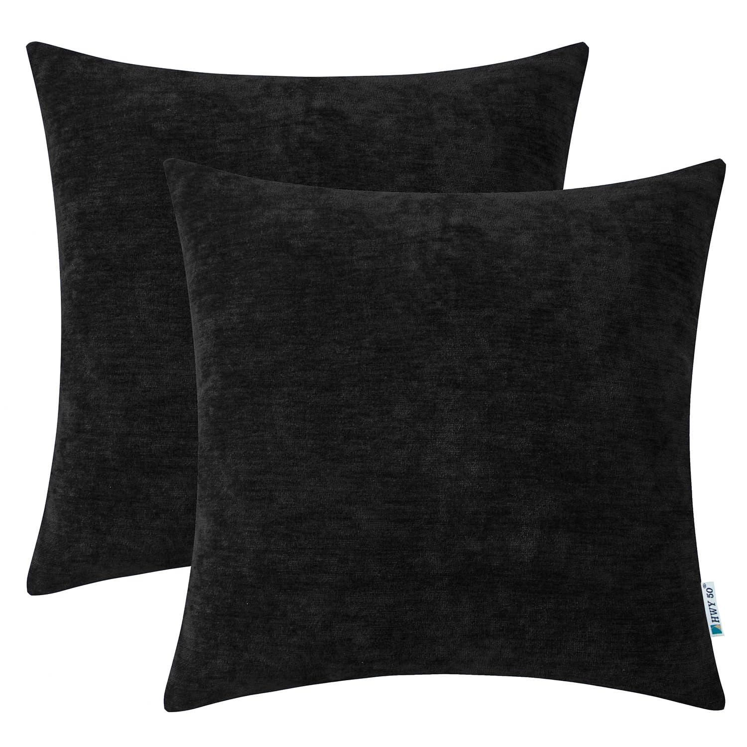 Hwy 50 Navy Blue Throw Pillow Covers 20X20 Inch For Couch Sofa Living Room, Chenille Soft Comfy Solid Decorative Square Throw Pi