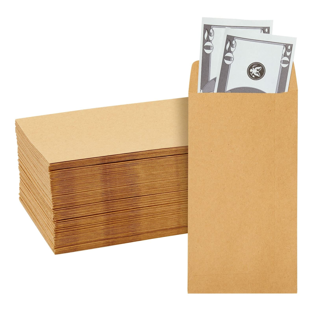Juvale 100-Pack Brown #7 Small Money Envelopes For Cash, 3.5 X 6.5 Inches Budgeting, Banks, Money Saving Challenges, Currency En
