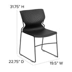 Flash Furniture HERCULES Series 661 lb. Capacity Black Full Back Stack Chair with Black Powder Coated Frame