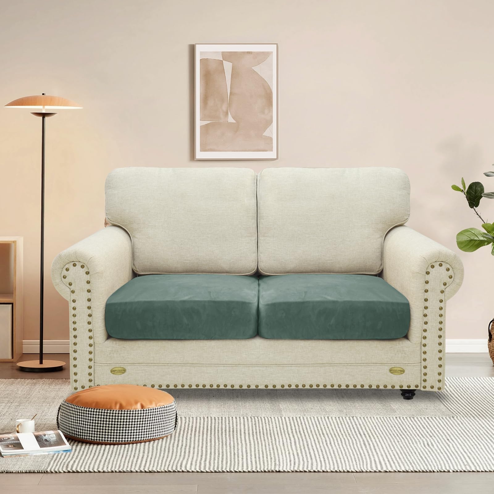 Maxijin Velvet Stretch Seat Cushion Covers Couch Cushion Cover For Individual Cushions Sofa Seat Cushion Slipcovers With Elastic