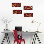 Onizhity 4 Pcs Red And Gold Bathroom Decor Red Gold Wall Decor Relax Soak Unwind Breathe Wooden Rustic Red Marble Style Bathroom