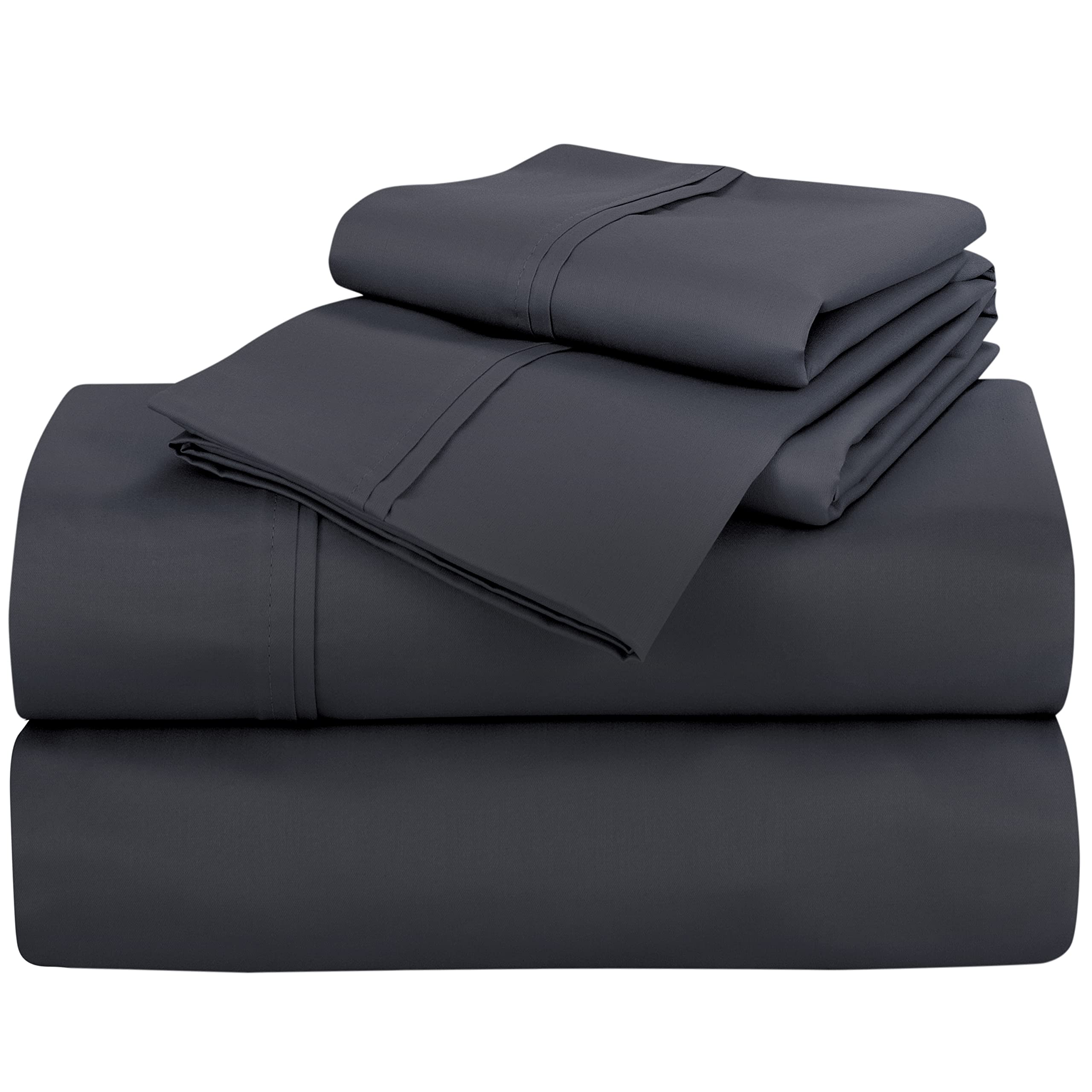 Royale Linens 400 Thread Count 100% American Grown Cotton 3 Piece Sateen Twin Sheet Set - 1 Fitted Sheet, 1 Flat Sheet, 1 Pillow