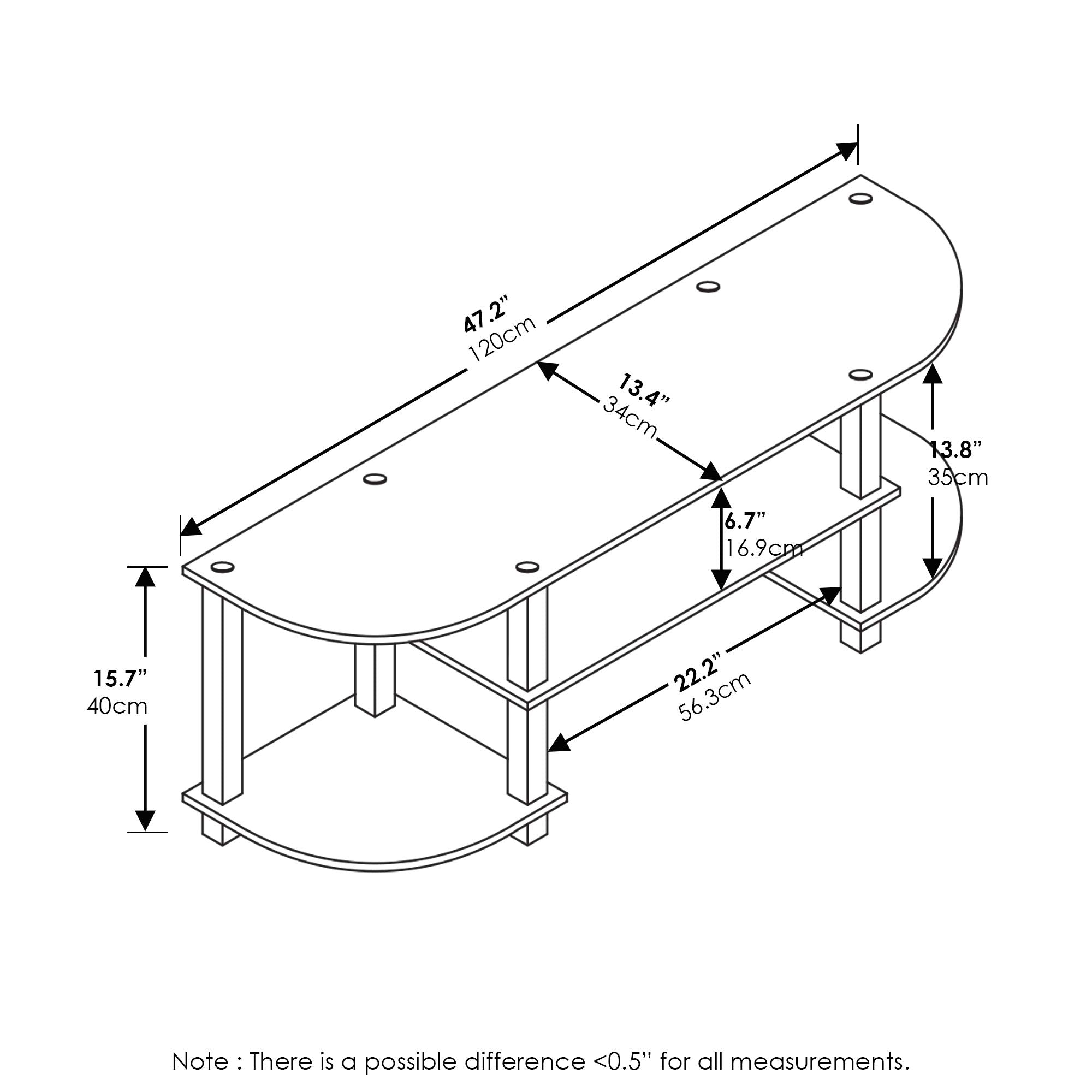 Furinno Turn-S-Tube Wide TV Entertainment Center, Oak Grey/Black