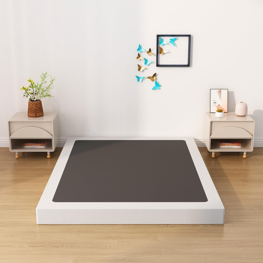 Upcanso King Box Spring Bed Base 4 Inch, Low Profile Metal Box Spring King With Fabric Cover, 3000 Lbs Max Weight Capacity Mattress Foundation, Noise-Free, Easy Assembly