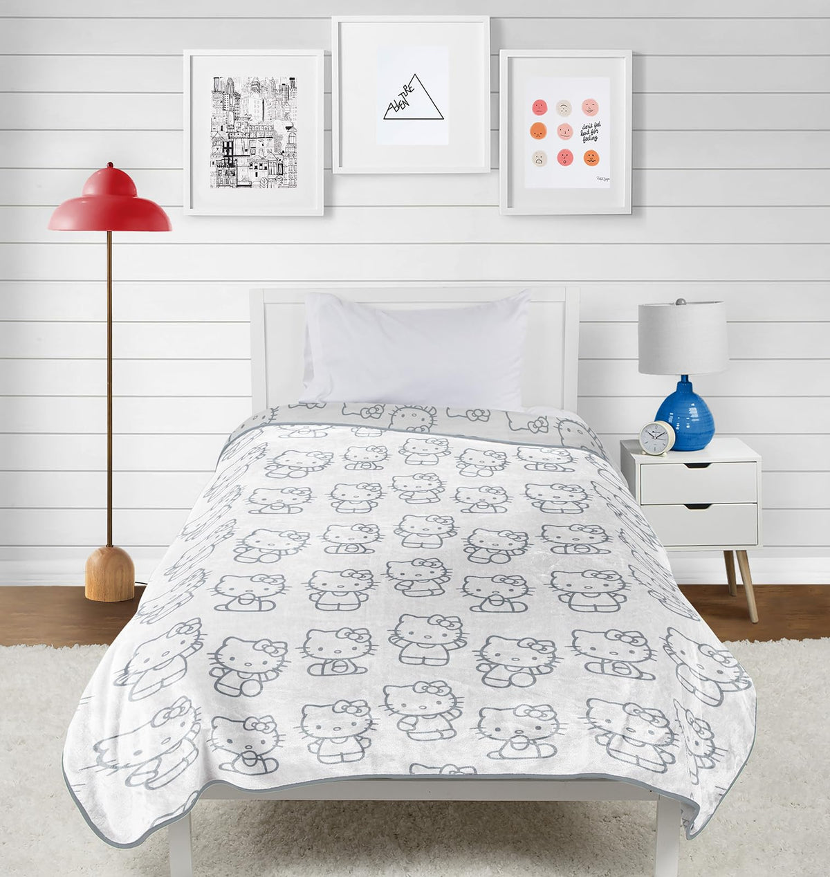 Hello Kitty White Kitties Plush Blanket - Measures 60 X 90 Inches, Kids Bedding - Super Soft Fleece Bedding