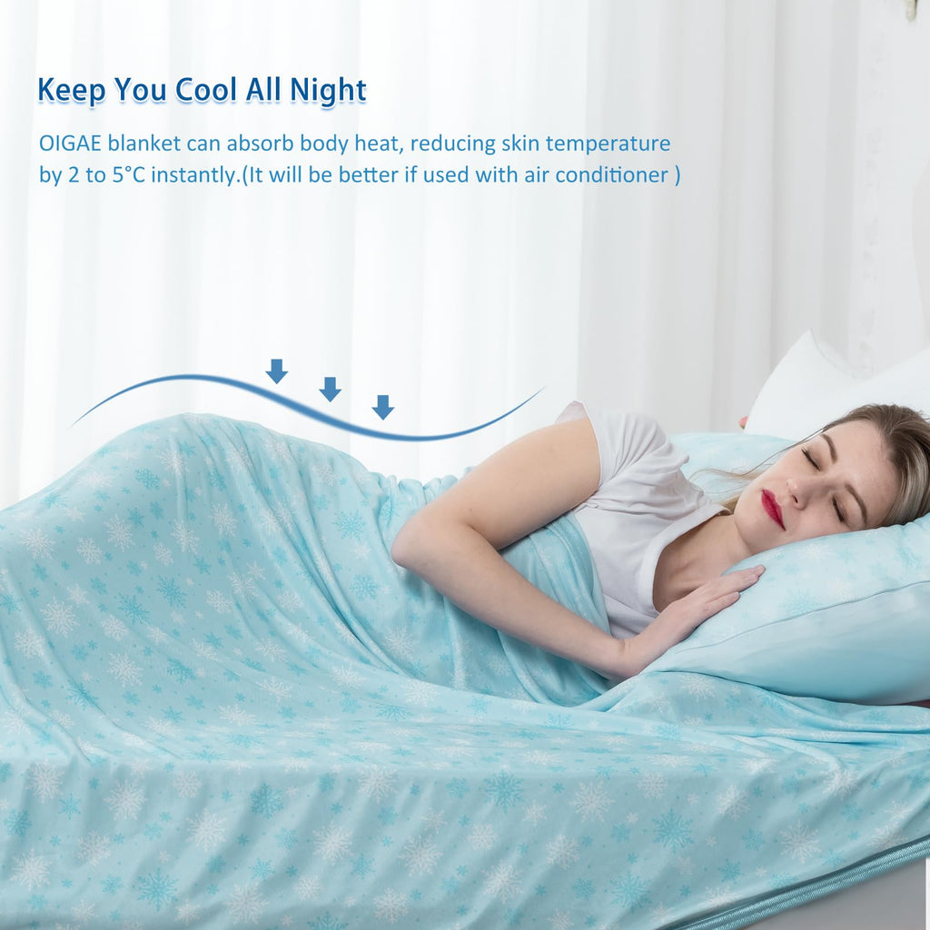 Oigae Cooling Blanket With Double Sided Cold Effect Bed Throw For Hot Sleepers Night Sweats,Japanese Q-Max 0.5 Mica Cooling Fibe