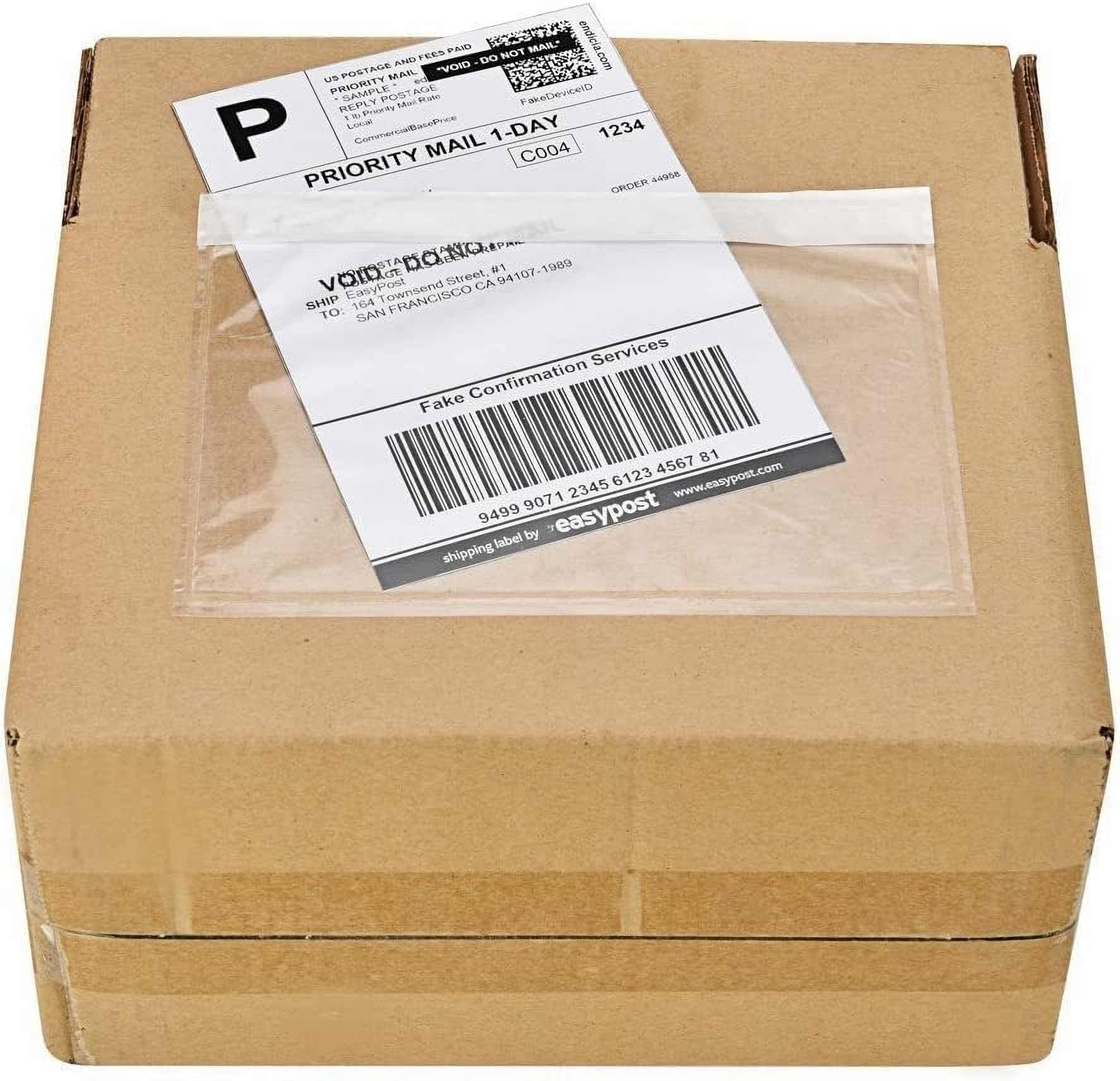 9527 Product 7.5' X 5.5' Clear Adhesive Top Loading Packing List/Shipping Label Envelopes (200 Pack)