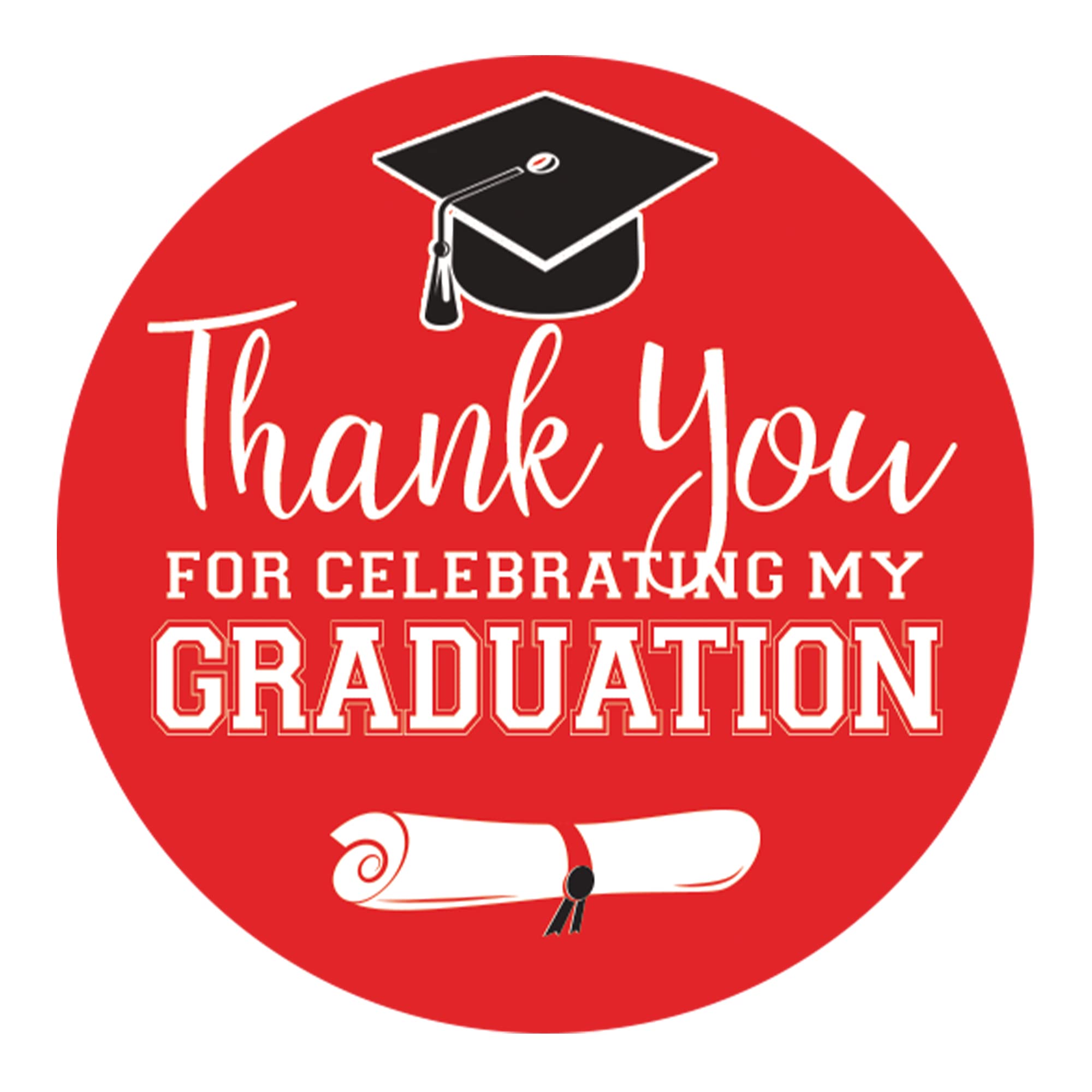 Red Graduation Thank You Favor Labels, Graduation Thank You Stickers 2025, 40 Count