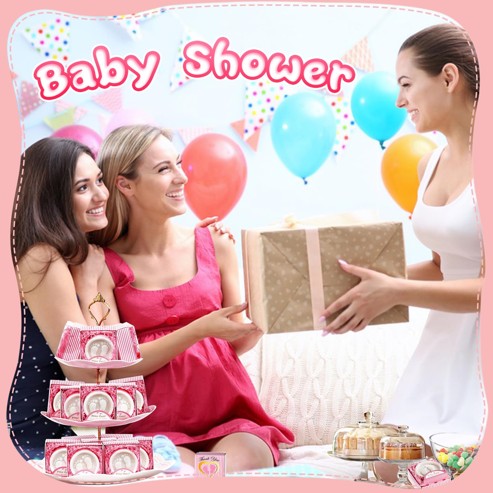 Aixiang Baby Shower Favors Soaps Handmade Pink Gift Boxed Little Baby-Feet Scented Soap Favors For Baby Girl Baby Shower Favors