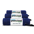 Greens Towel Navy Blue 3 Pack Golf Towel Set for Golf Bags with Clip, Plush Microfiber Nap Fabric, 16x16, The Original (Classic 
