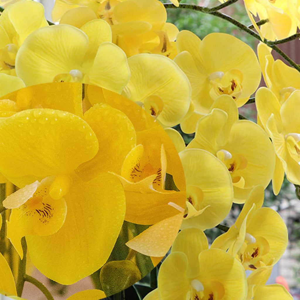Fagushome 32 Inch Artificial Phalaenopsis Flowers 6 Pcs Artificial Orchid Flowers Stem Plants For Home D  Cor (Yellow)