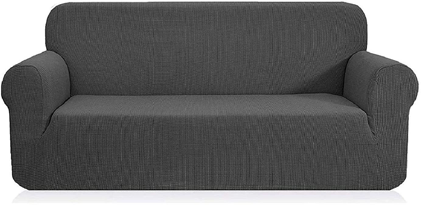 Fancy Linen Stella Stretch Fabric Sofa Slipcover Sofa Cover Solid New (Grey)