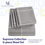 King Size Bed Sheets - 6 Piece 1500 Supreme Collection Fine Brushed Microfiber Deep Pocket King Sheet Set Bedding - 2 Extra Pillow Cases, Great Value, King, Window Pane Gray
