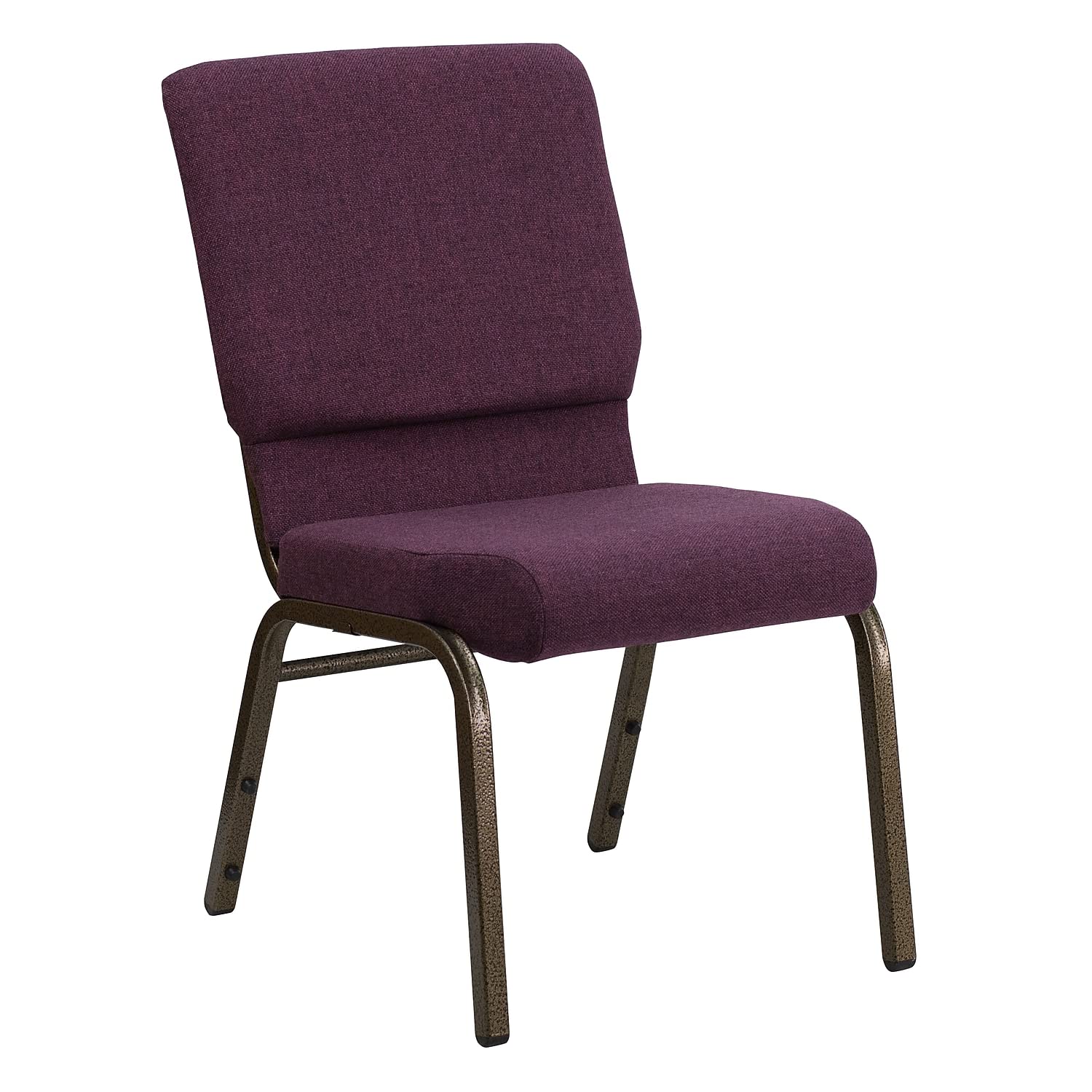 4 Pk. 18.5W Plum Fabric Stacking Church Chair - Gold Vein Frame