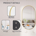 Protylctaster Oval Mirrors,Oval Bathroom Mirrors,20X28 Gold Mirror For Wall,Oval Wall Mirror,Bathroom Mirrors For Over Sink(Gold