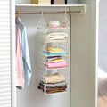 5Tier Hanging Wardrobe Storage Shelf  Foldable Closet Organizer For Clothes, Shoes & Daily Essentials