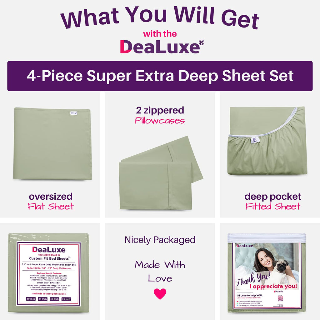 California King Sheet Sets - Deep Pocket California King Sheet Set - [4-Pieces] 21    Cal King Sheets Deep Pocket Fitted, Oversi