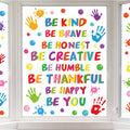 Whaline 9 Sheets Back to The School Inspirational Quotes Window Clings Stickers Colorful Handprint Positive Sayings for Home Bed