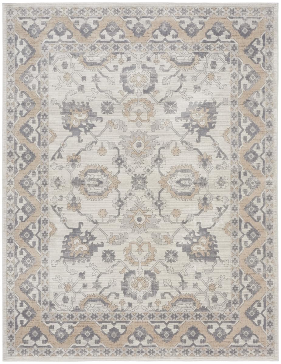 HomeRoots 533279 9 x 12 ft. Gray & Ivory Oriental Traditional Power Loomed Rectangle Area Rug