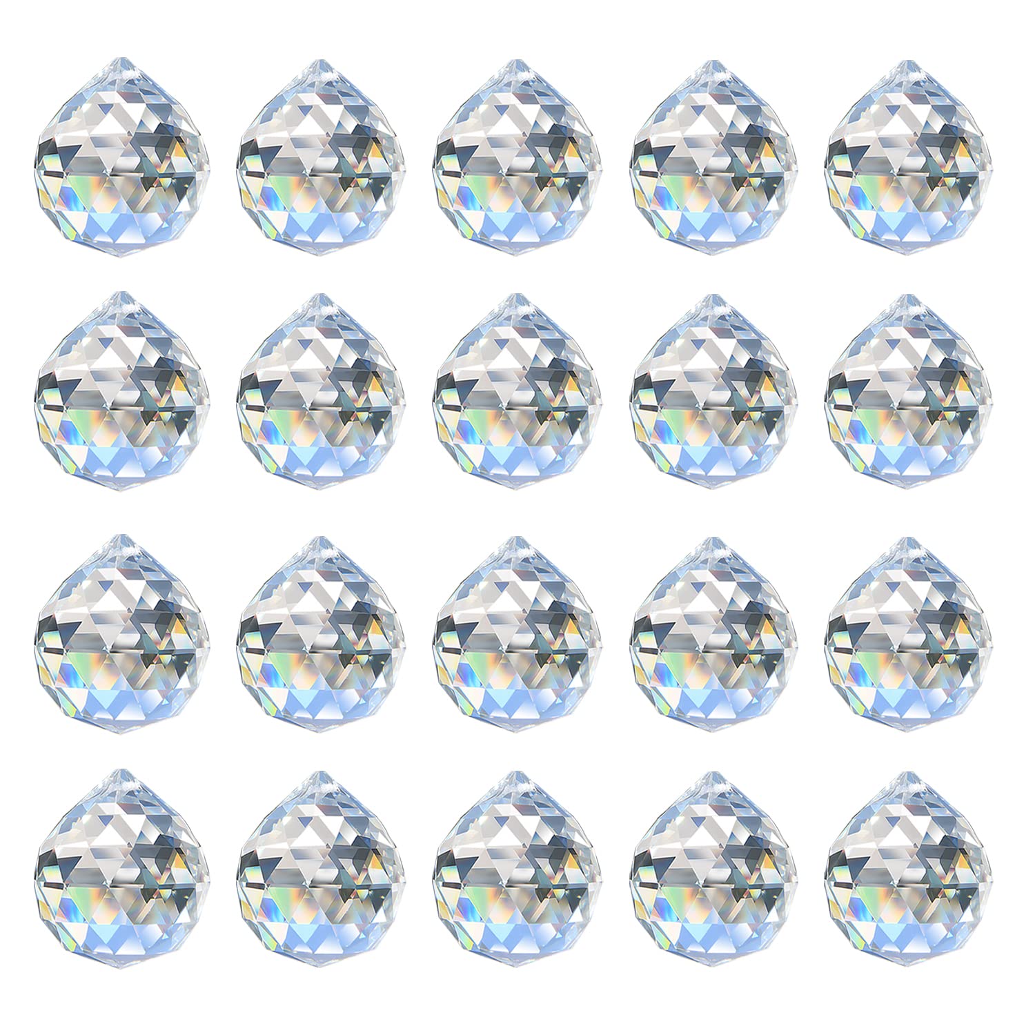 Merrynine 30Mm/1.18' 20Pack Crystal Ball Prism Sunshine Catcher Rainbow Pendants Maker, Hanging Crystals Prisms For Windows, Fo