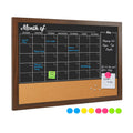 4 Thought Chalkboard Calendar Corkboard Combo, 24' X 36' Large Bulletin Board Magnetic Calendar Chalkboard For Wall Combinatio