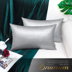 Brawarm Silver Leather Throw Pillows 12 X 20 Inches, Snake Leather Pillow Covers Pack Of 2, Faux Leather Decorative Lumbar Pillo