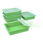 Storex Letter Size Flat Storage Tray - Organizer Bin With Non-Snap Lid For Classroom, Office And Home, Green, 5-Pack (62539U05C)
