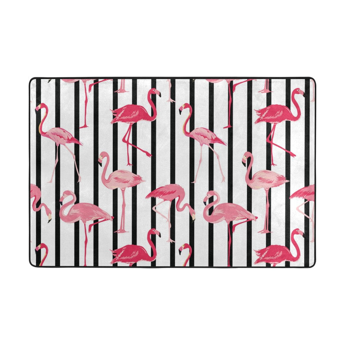 My Little Nest Area Rug Flamingo Bird Striped Lightweight Non-Slip Soft Mat 4' X 6', Memory Sponge Indoor Outdoor Decor Carpet For Entrance Living Room Bedroom Office Kitchen Hallway