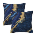 Navy Blue And Gold Marble Throw Pillow Cover 18X18 In Cushion Modern Farmhouse Pillow Covers Soft Pillow Cases Decor For Couch S