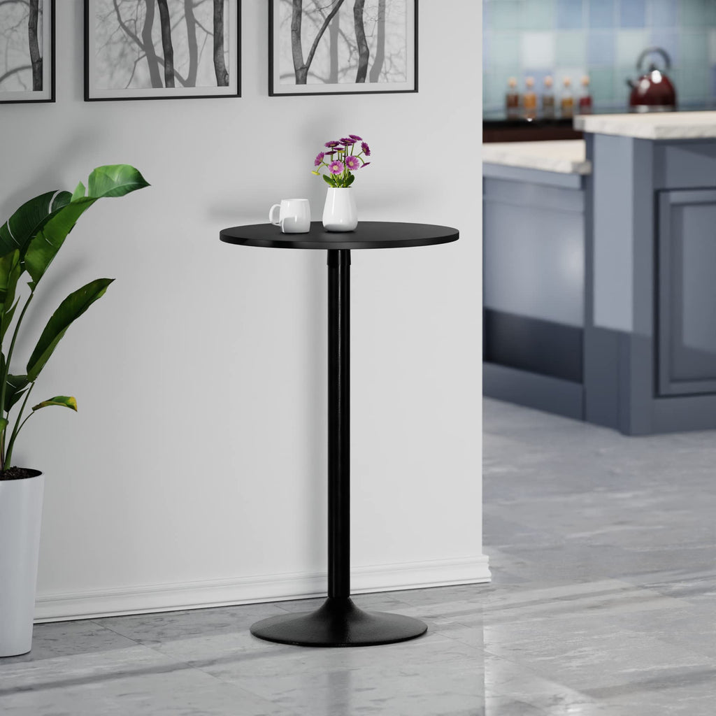 Winsome Obsidian Pub Table Round Black Mdf Top with Black Leg And Base - 23.7-Inch Top, 39.76-Inch Height, Pack of 1