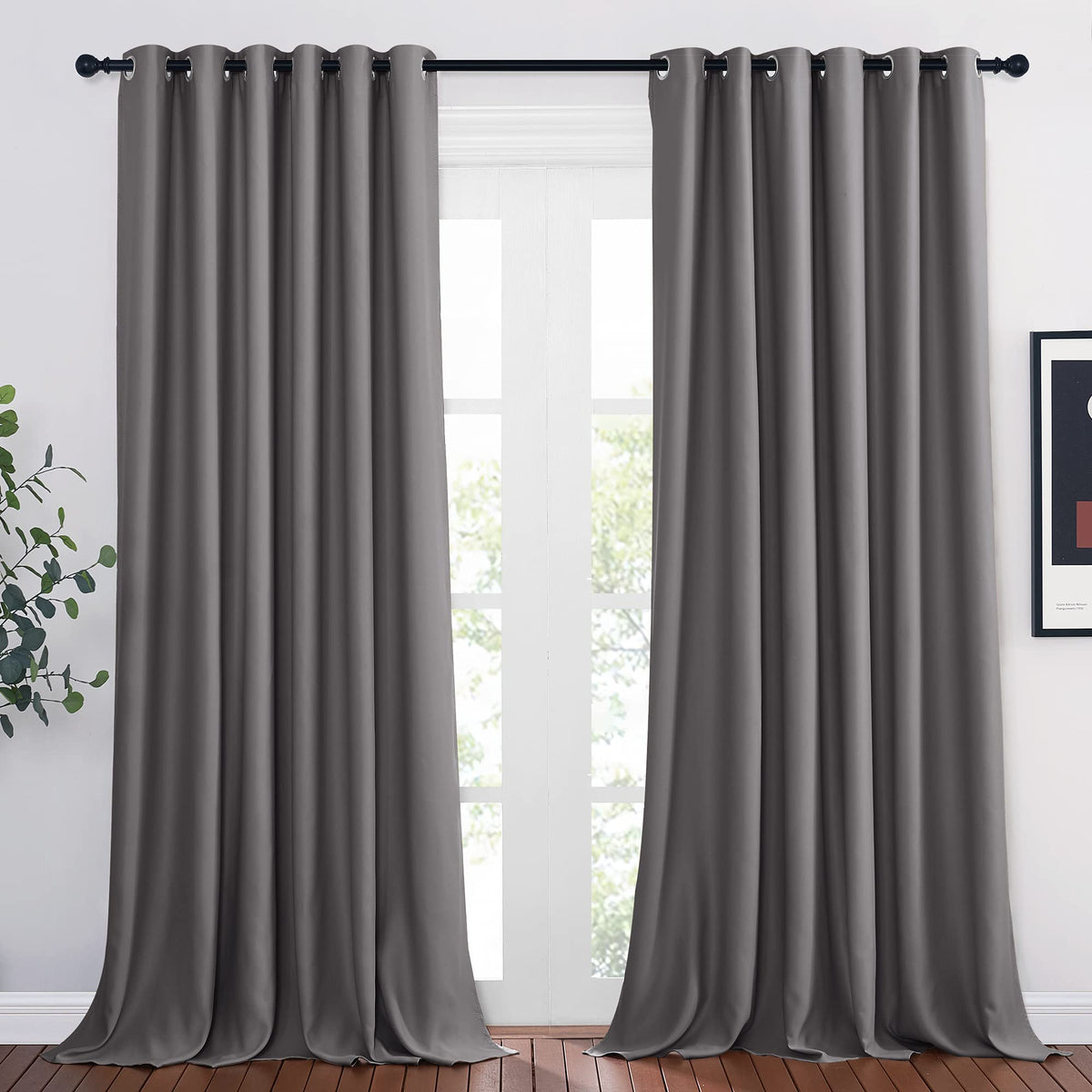 Nicetown Bedroom Blackout Curtains Panels - Triple Weave Energy Saving Thermal Insulated Solid Grommet Blackout Draperies For Pa