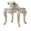 Benjara, Gold Traditional Style Marble Top End Table With Polyresin Engravings