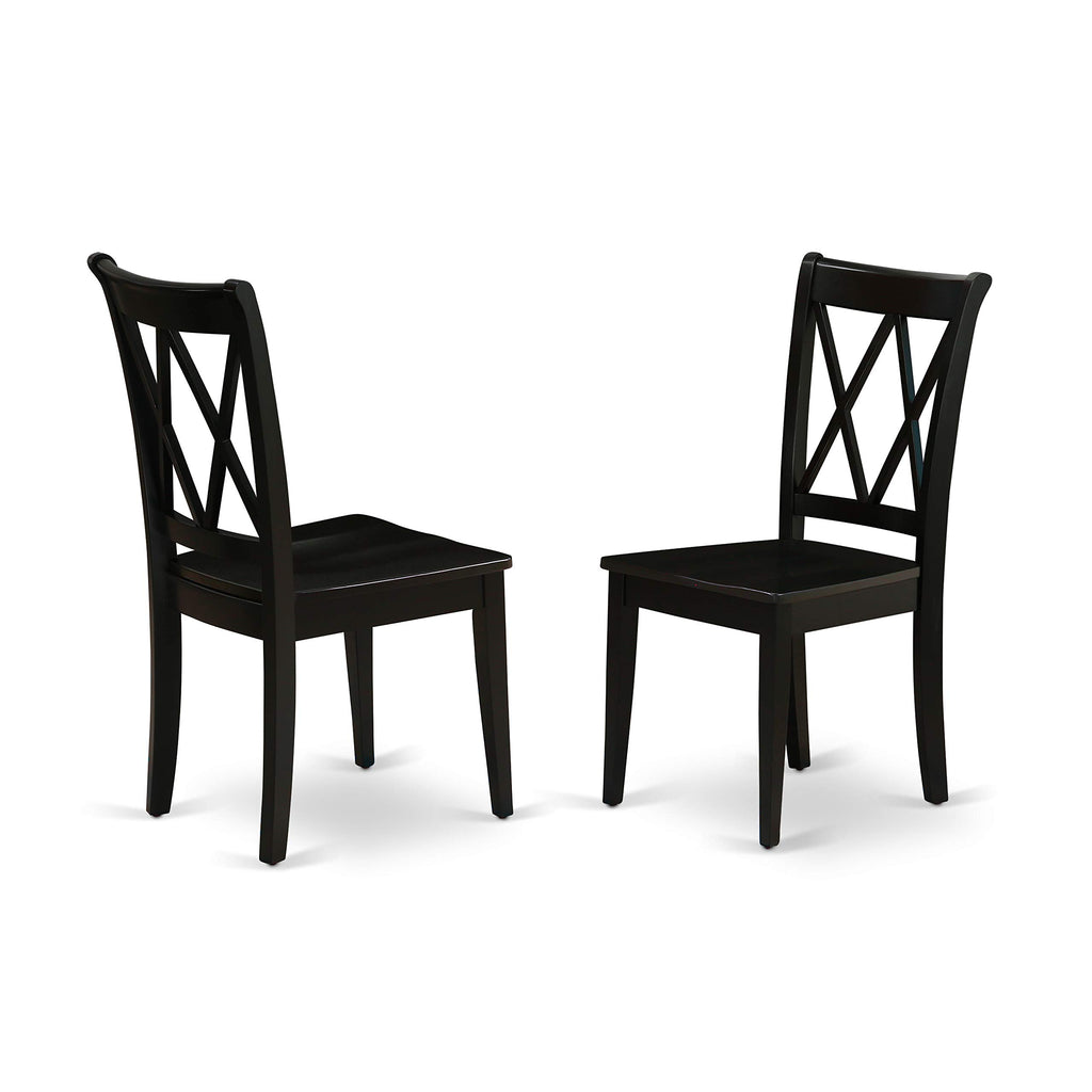 East West Furniture Escl3-Bch-W 3 Piece Kitchen Table & Chairs Set Contains A Round Dining Table With Pedestal And 2 Dining Room Chairs, 30X30 Inch, Black & Cherry