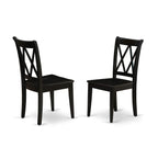 East West Furniture Escl3-Bch-W 3 Piece Kitchen Table & Chairs Set Contains A Round Dining Table With Pedestal And 2 Dining Room Chairs, 30X30 Inch, Black & Cherry