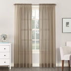 No. 918 25767 Emily Sheer Voile Rod Pocket Curtain Panel, 59'''' x 95'''', Taupe
