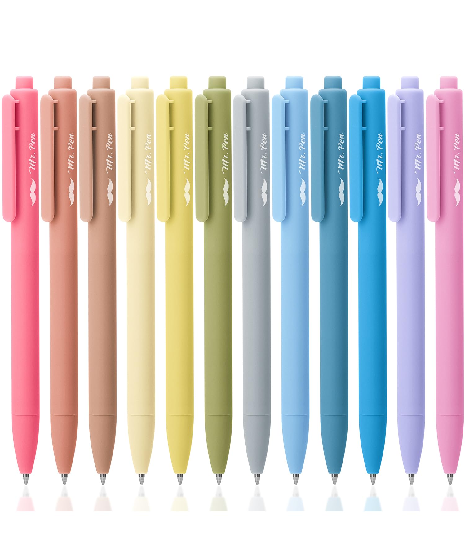 Mr. Pen- Retractable Gel Pens, 12 Pack, Black Ink, Pastel Barrel Gel Pens, Gel Pens Fine Point 0.5Mm, Retractable Pens, Cute Pen