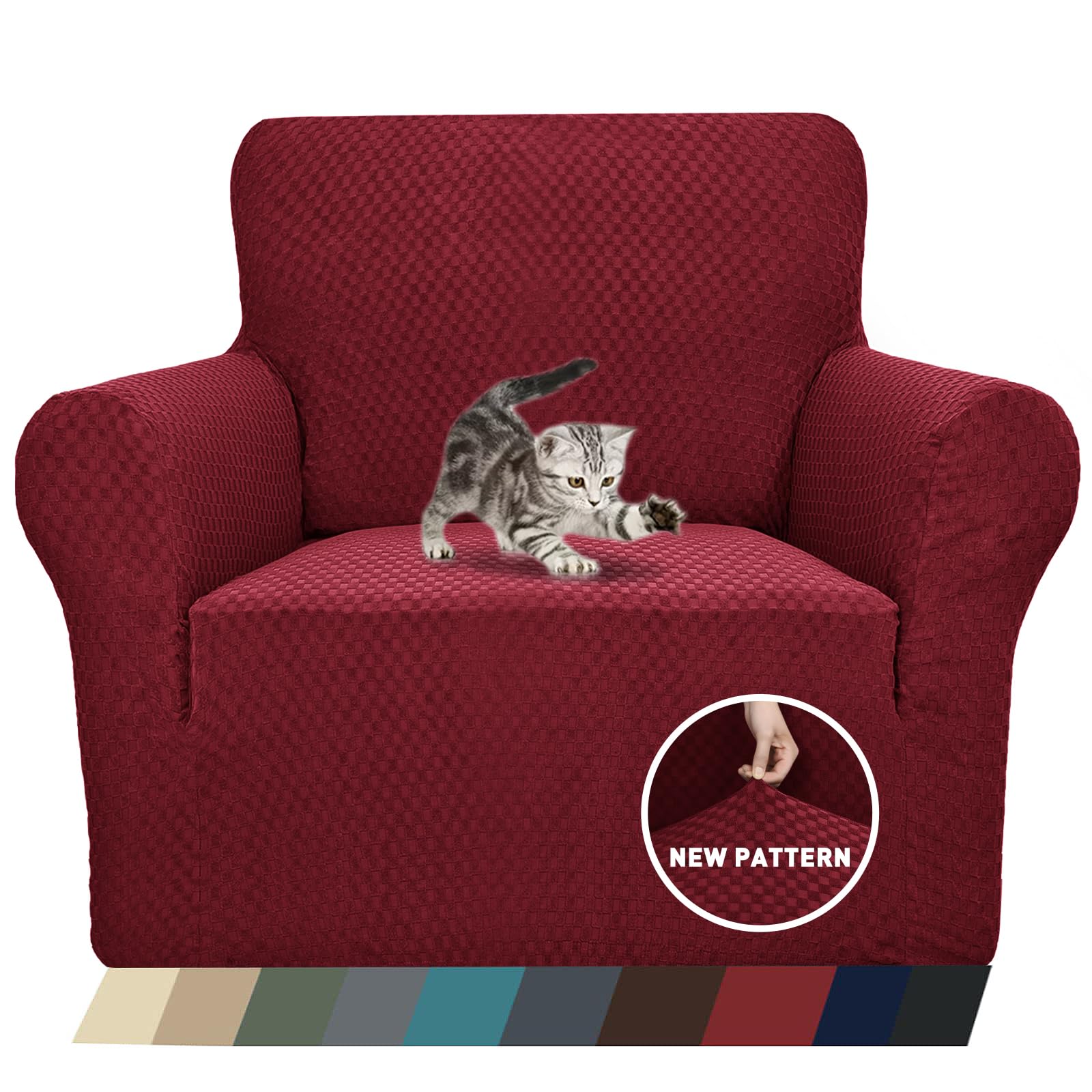 Znsayotx 1 Piece Jacquard Chair Slipcovers For Living Room High Stretch Chair Covers With Arms Anti Slip Pets Friendly Couch Sof