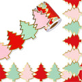 Whaline 32.8ft Christmas Bulletin Board Border Gold Foil Red Green Pink Tree Die-Cut Rolled Border Trim for Xmas Winter Chalkboa